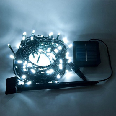 Solárna LED reťaz do exteriéru 10 m, studená biela, 100 diod
